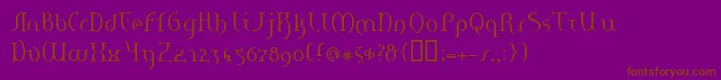 HaneRegularE.-Schriftart – Braune Schriften auf violettem Hintergrund