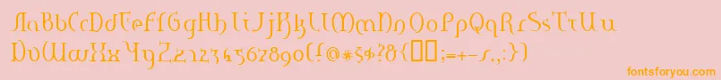 HaneRegularE. Font – Orange Fonts on Pink Background
