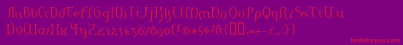 HaneRegularE.-Schriftart – Rote Schriften auf violettem Hintergrund