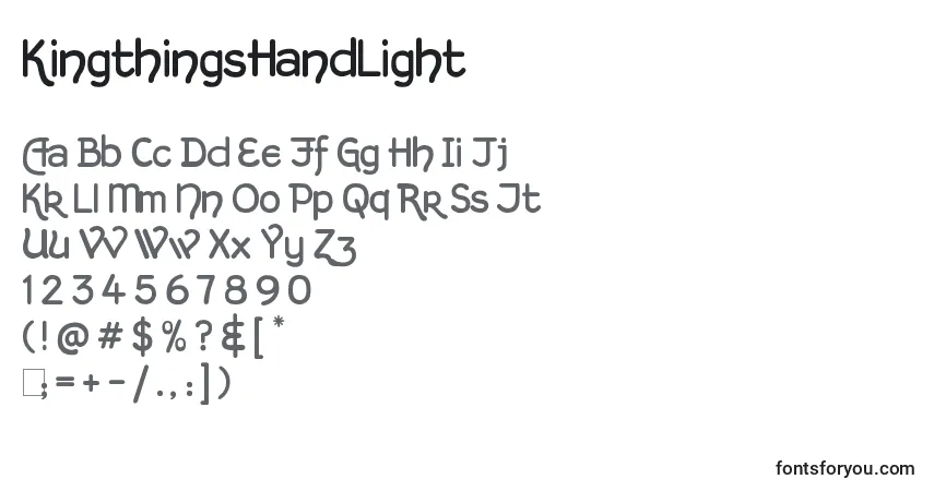 Шрифт KingthingsHandLight – алфавит, цифры, специальные символы