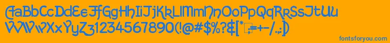 KingthingsHandLight Font – Blue Fonts on Orange Background