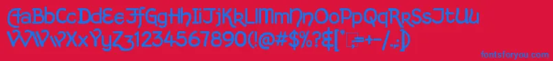 KingthingsHandLight Font – Blue Fonts on Red Background