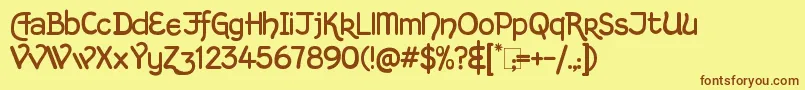 Saiba mais sobre a fonte KingthingsHandLight Fonte KingthingsHandLight – fontes marrons em um fundo amarelo