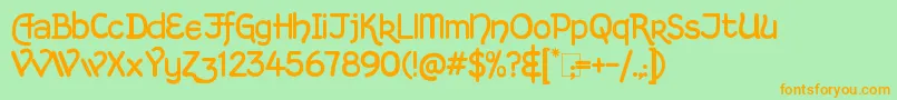 KingthingsHandLight-Schriftart – Orangefarbene Schriften auf grünem Hintergrund
