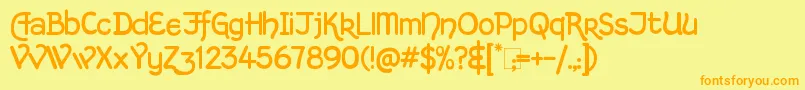 Saiba mais sobre a fonte KingthingsHandLight Fonte KingthingsHandLight – fontes laranjas em um fundo amarelo