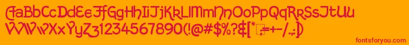 KingthingsHandLight Font – Red Fonts on Orange Background