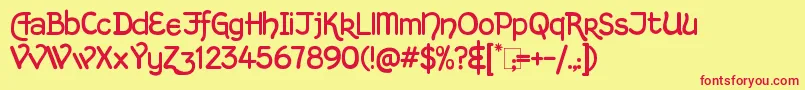 KingthingsHandLight Font – Red Fonts on Yellow Background