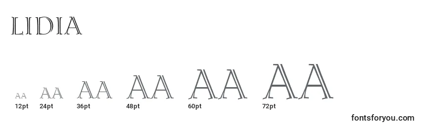 Размеры шрифта Lidia