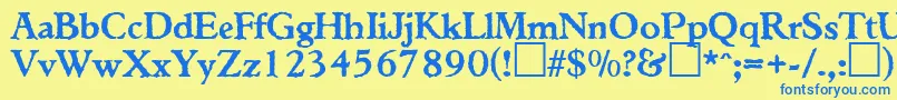 TiconderogaRegularDb Font – Blue Fonts on Yellow Background