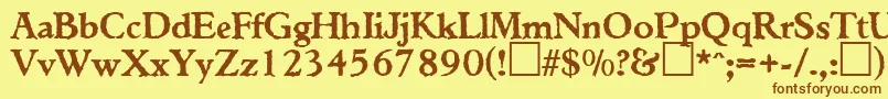 TiconderogaRegularDb Font – Brown Fonts on Yellow Background