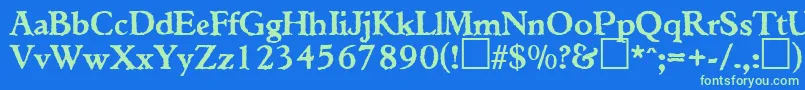 TiconderogaRegularDb Font – Green Fonts on Blue Background
