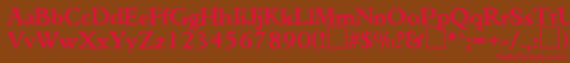 TiconderogaRegularDb-Schriftart – Rote Schriften auf braunem Hintergrund