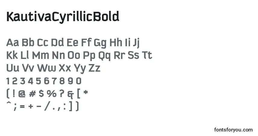 Шрифт KautivaCyrillicBold – алфавит, цифры, специальные символы