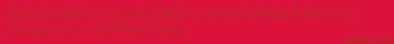 SonicBoomRegular-Schriftart – Braune Schriften auf rotem Hintergrund