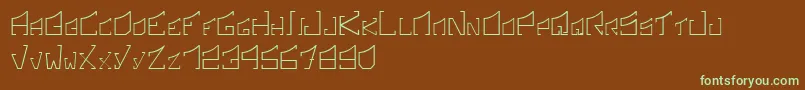 フォントSonicBoomRegular – 緑色の文字が茶色の背景にあります。