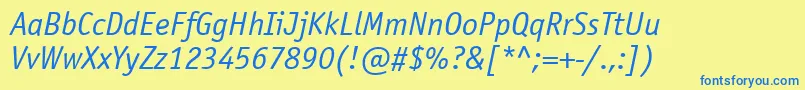 OfficinasanscttItalic Font – Blue Fonts on Yellow Background