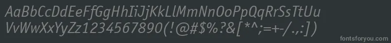 フォントOfficinasanscttItalic – 黒い背景に灰色の文字