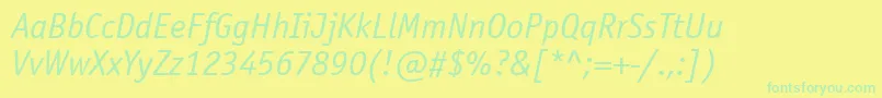 More about OfficinasanscttItalic Font OfficinasanscttItalic Font – Green Fonts on Yellow Background