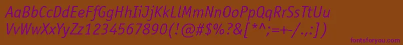 OfficinasanscttItalic Font – Purple Fonts on Brown Background