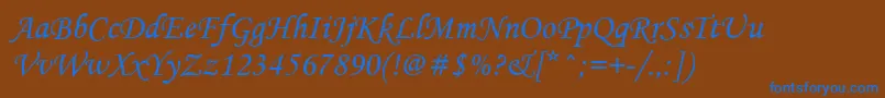 Mtcorsva Font – Blue Fonts on Brown Background