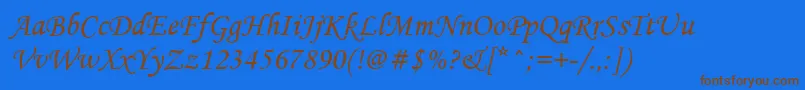 Mtcorsva Font – Brown Fonts on Blue Background