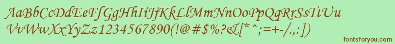 Mtcorsva Font – Brown Fonts on Green Background
