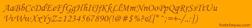 Mtcorsva Font – Brown Fonts on Orange Background
