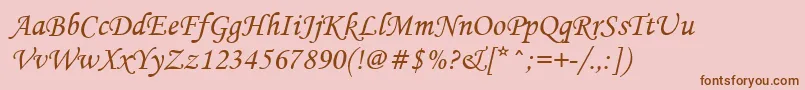 Mtcorsva Font – Brown Fonts on Pink Background