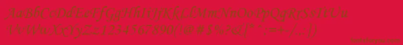 Czcionka Mtcorsva – brązowe czcionki na czerwonym tle