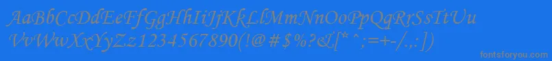 Mtcorsva Font – Gray Fonts on Blue Background