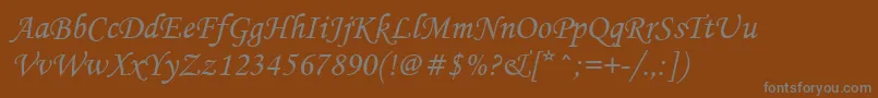 Mtcorsva Font – Gray Fonts on Brown Background