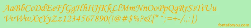 Mtcorsva Font – Orange Fonts on Green Background