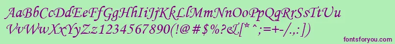 Mtcorsva Font – Purple Fonts on Green Background