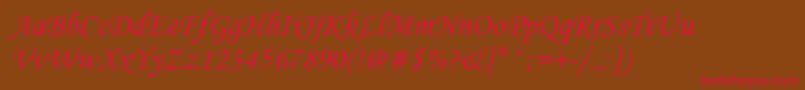Mtcorsva Font – Red Fonts on Brown Background