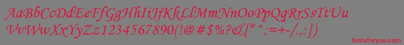 Mtcorsva-Schriftart – Rote Schriften auf grauem Hintergrund