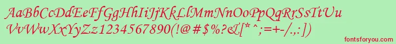 Mtcorsva Font – Red Fonts on Green Background