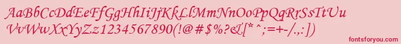 Mtcorsva Font – Red Fonts on Pink Background