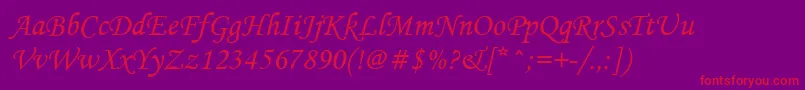 Mtcorsva Font – Red Fonts on Purple Background