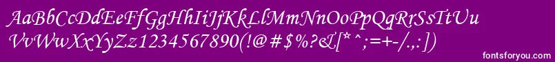 Mtcorsva Font – White Fonts on Purple Background