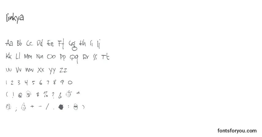 Schriftart Jinkya – Alphabet, Zahlen, spezielle Symbole
