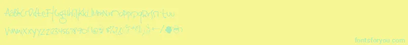 フォントJinkya – 黄色い背景に緑の文字