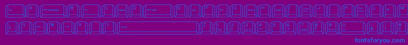 QwertyPc-Schriftart – Blaue Schriften auf violettem Hintergrund