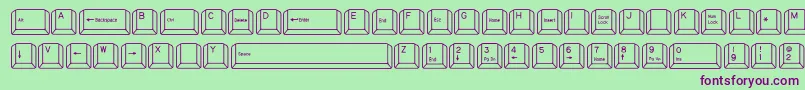 フォントQwertyPc – 緑の背景に紫のフォント