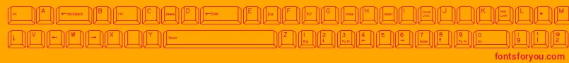 QwertyPc-Schriftart – Rote Schriften auf orangefarbenem Hintergrund