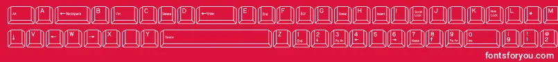 QwertyPc-fontti – valkoiset fontit punaisella taustalla