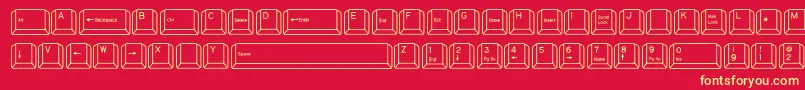 Fonte QwertyPc – fontes amarelas em um fundo vermelho