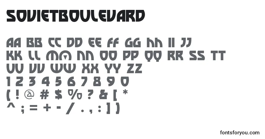 Schriftart SovietBoulevard – Alphabet, Zahlen, spezielle Symbole