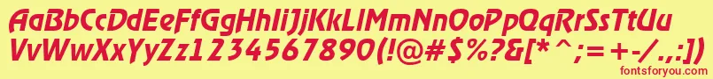 フォントARewinderdemiItalic – 赤い文字の黄色い背景