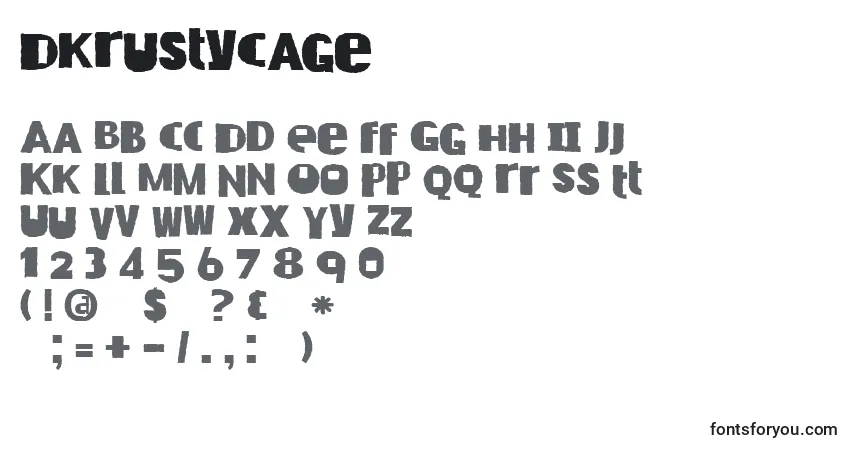 DkRustyCage-fontti – aakkoset, numerot, erikoismerkit