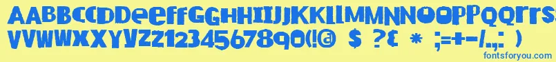 DkRustyCage Font – Blue Fonts on Yellow Background